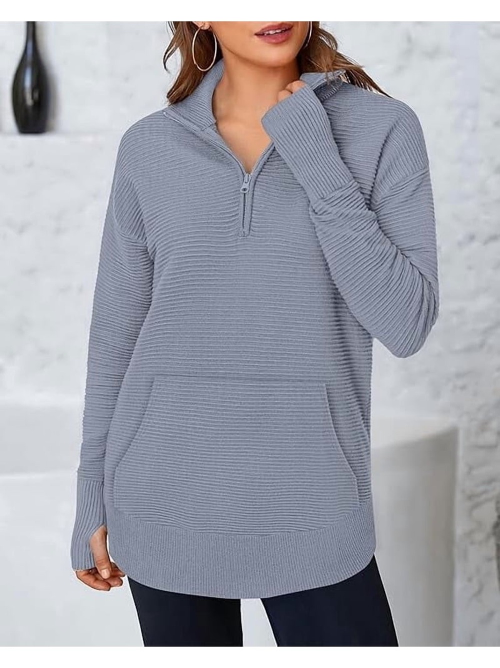 PRETTYGARDEN Ribbed Half Zip Pullover - Picture 5 of 8
